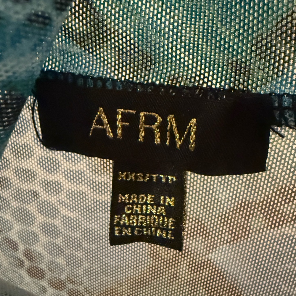 Afrm Green, Blue, Teal Python Mesh Sheer Dress Xx… - image 2